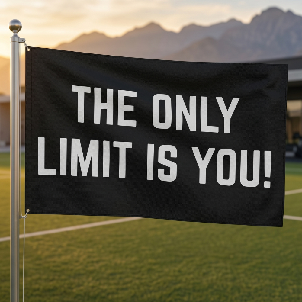 The Only Limit Is You! | Motivational Gym Flag for Home & Garage Gyms