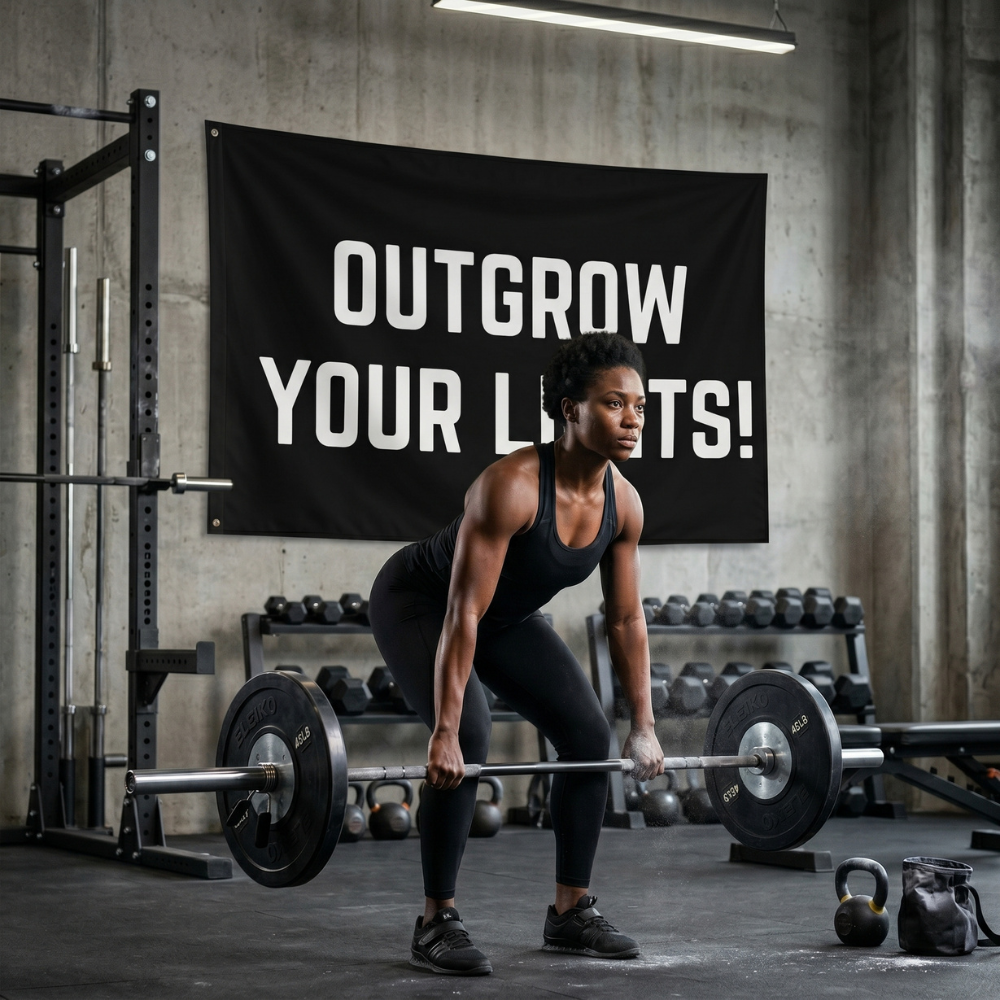Outgrow Your Limits! | Motivational Gym Flag for Home & Garage Gyms