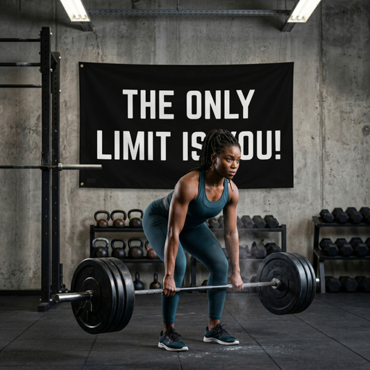 The Only Limit Is You! | Motivational Gym Flag for Home & Garage Gyms