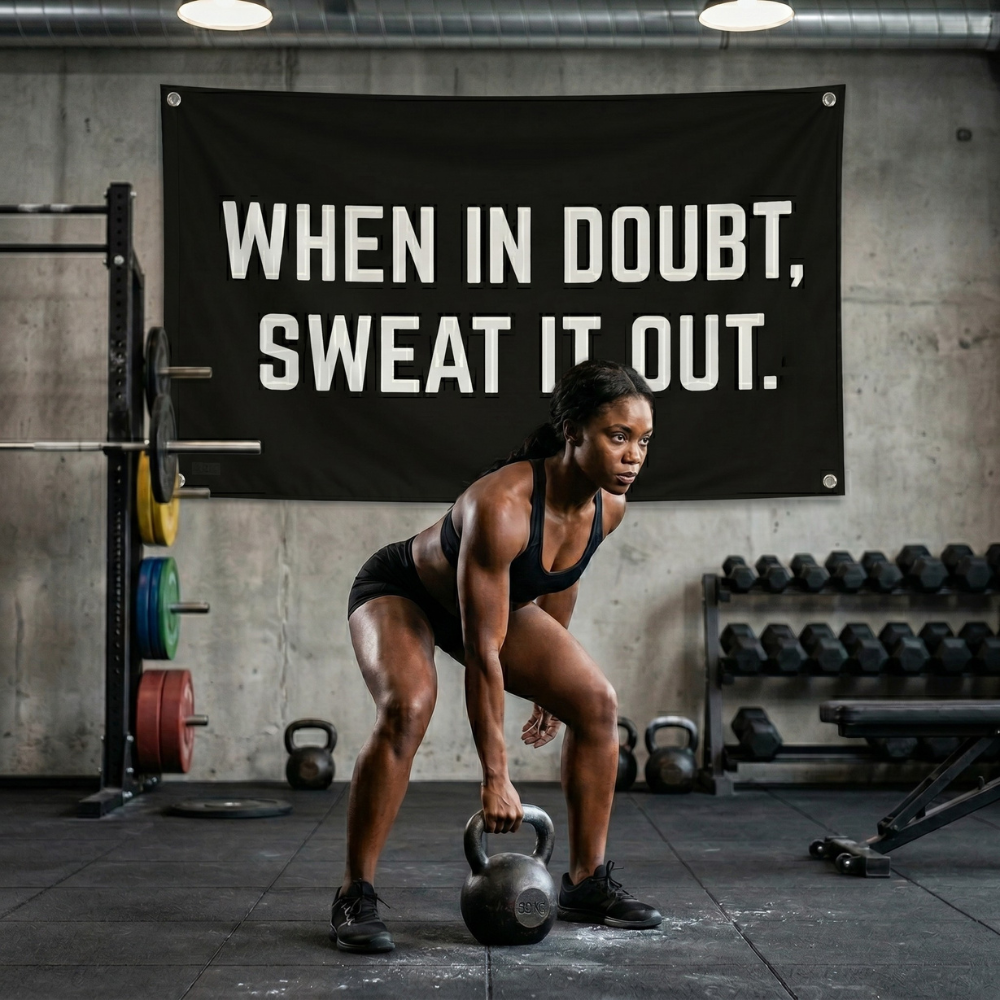 When In Doubt, Sweat It Out. | Motivational Gym Flag for Home & Garage Gyms
