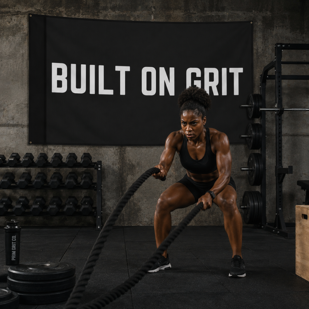 Built On Grit | Motivational Gym Flag for Home & Garage Gyms