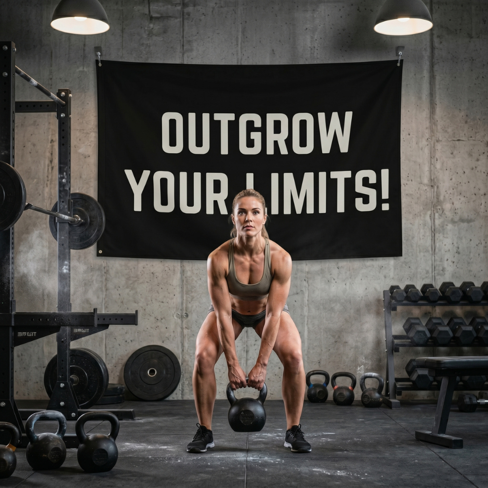 Outgrow Your Limits! | Motivational Gym Flag for Home & Garage Gyms