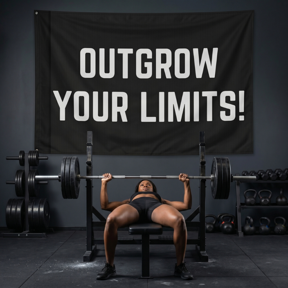 Outgrow Your Limits! | Motivational Gym Flag for Home & Garage Gyms