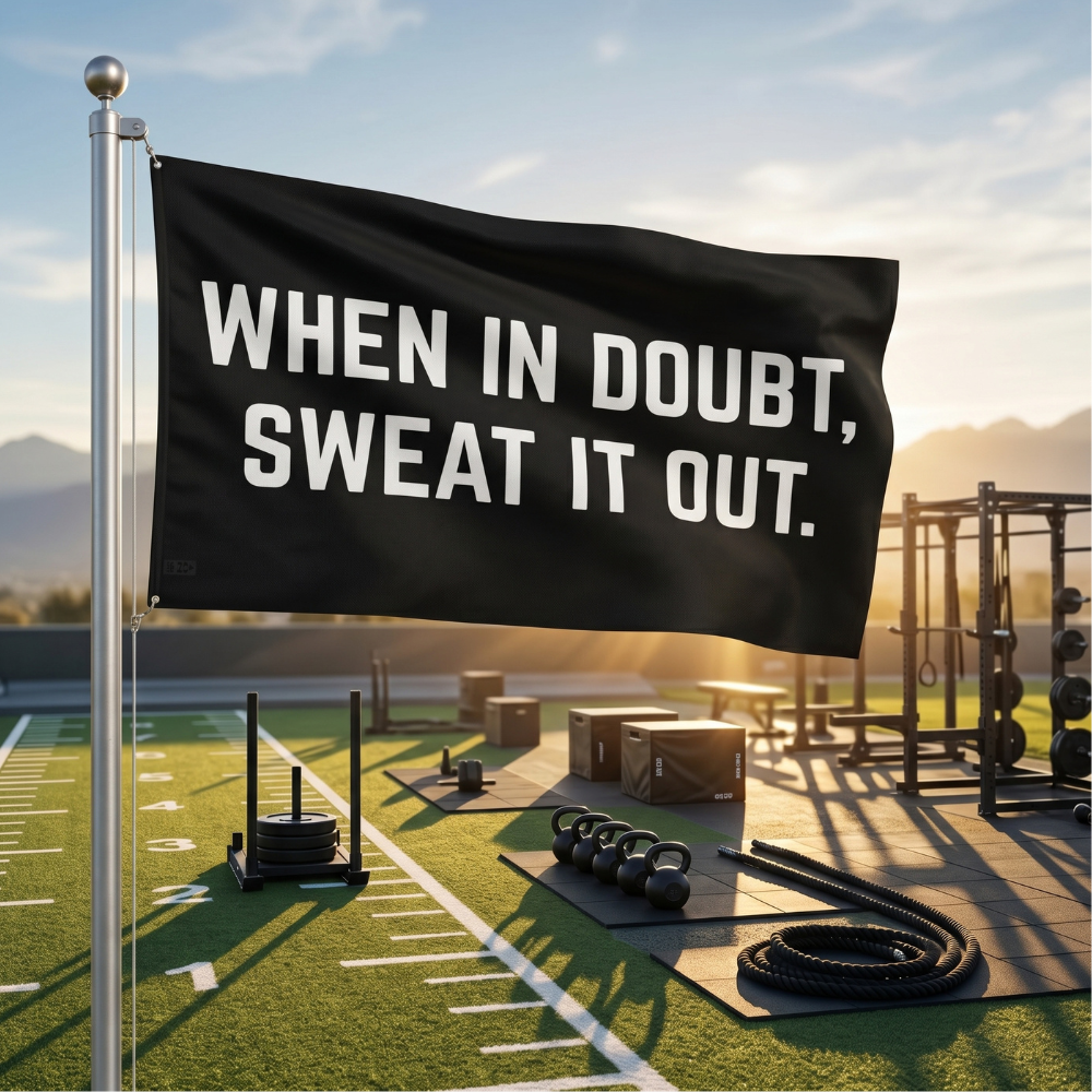 When In Doubt, Sweat It Out. | Motivational Gym Flag for Home & Garage Gyms