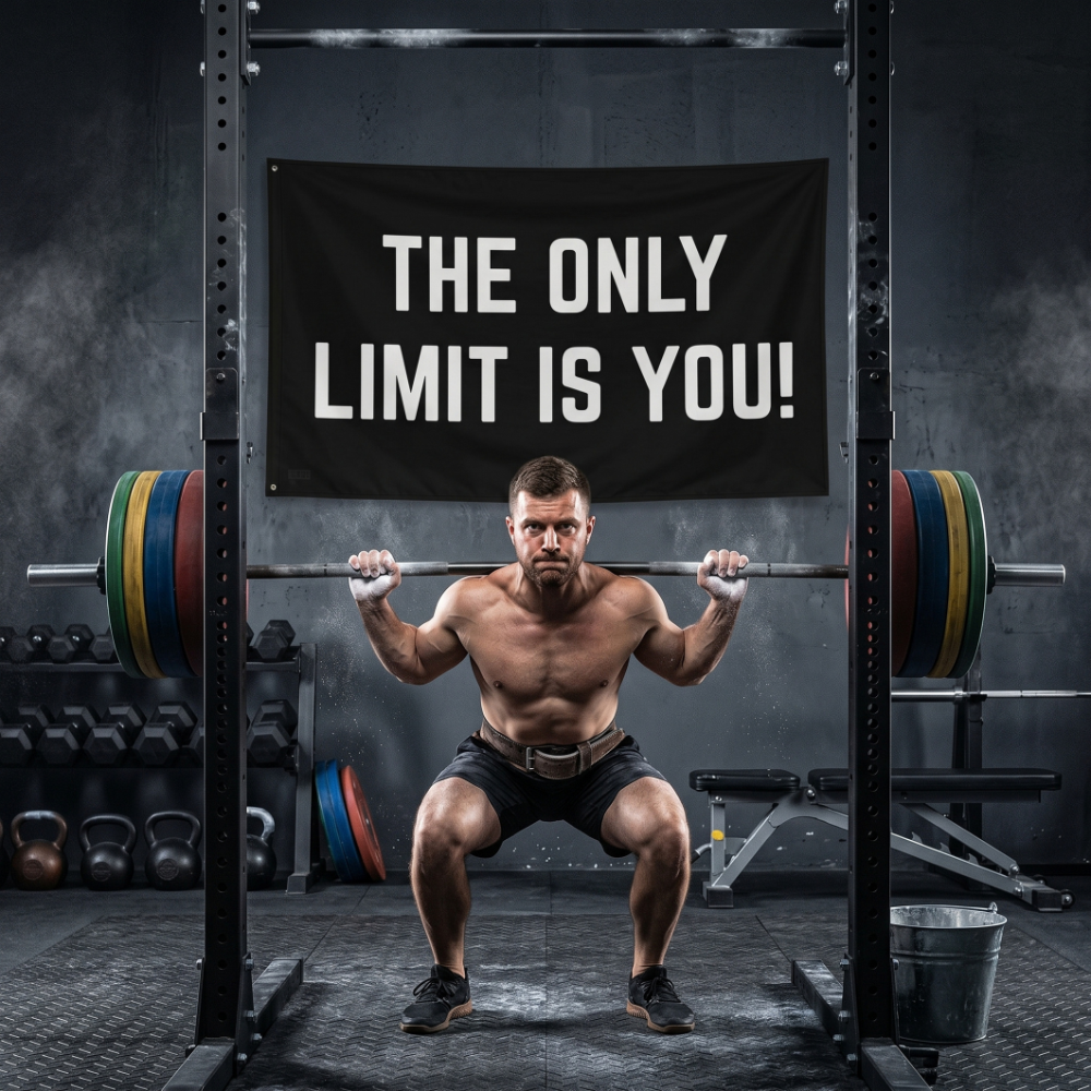 The Only Limit Is You! | Motivational Gym Flag for Home & Garage Gyms