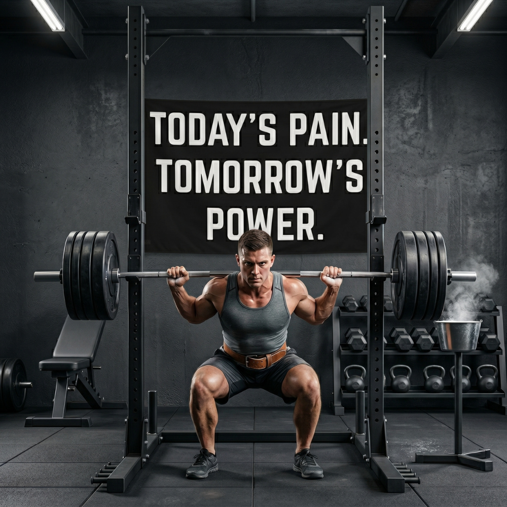 Today's Pain. Tomorrow's Power. | Motivational Gym Flag for Home & Garage Gyms