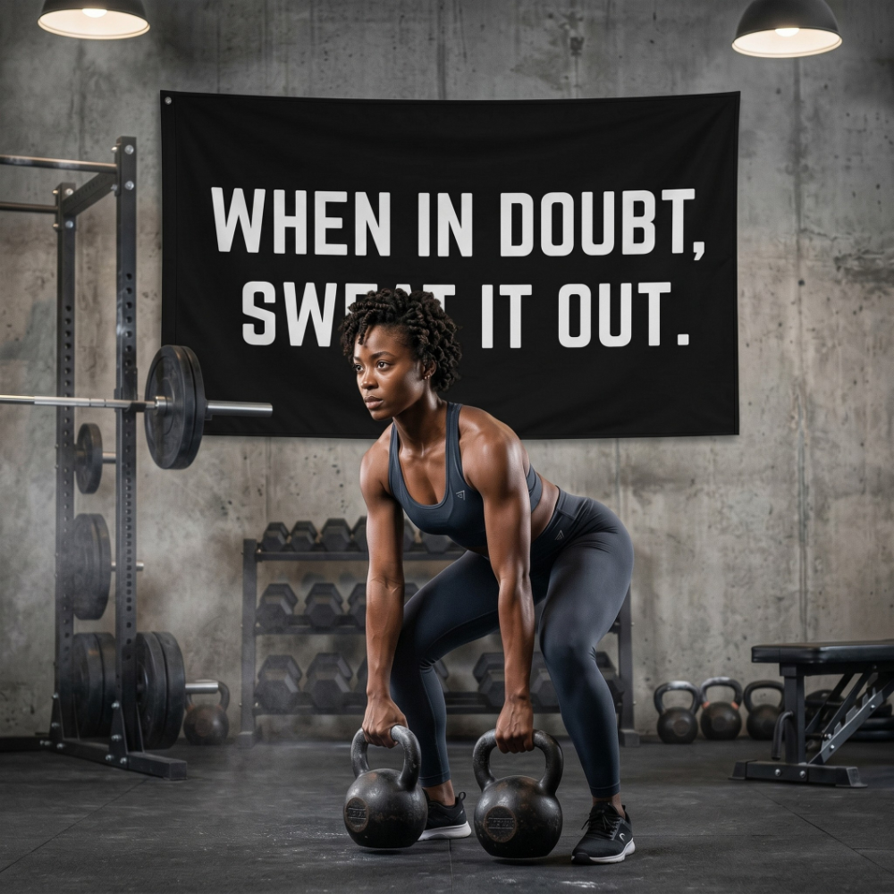 When In Doubt, Sweat It Out. | Motivational Gym Flag for Home & Garage Gyms