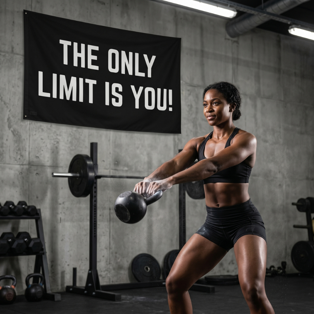 The Only Limit Is You! | Motivational Gym Flag for Home & Garage Gyms