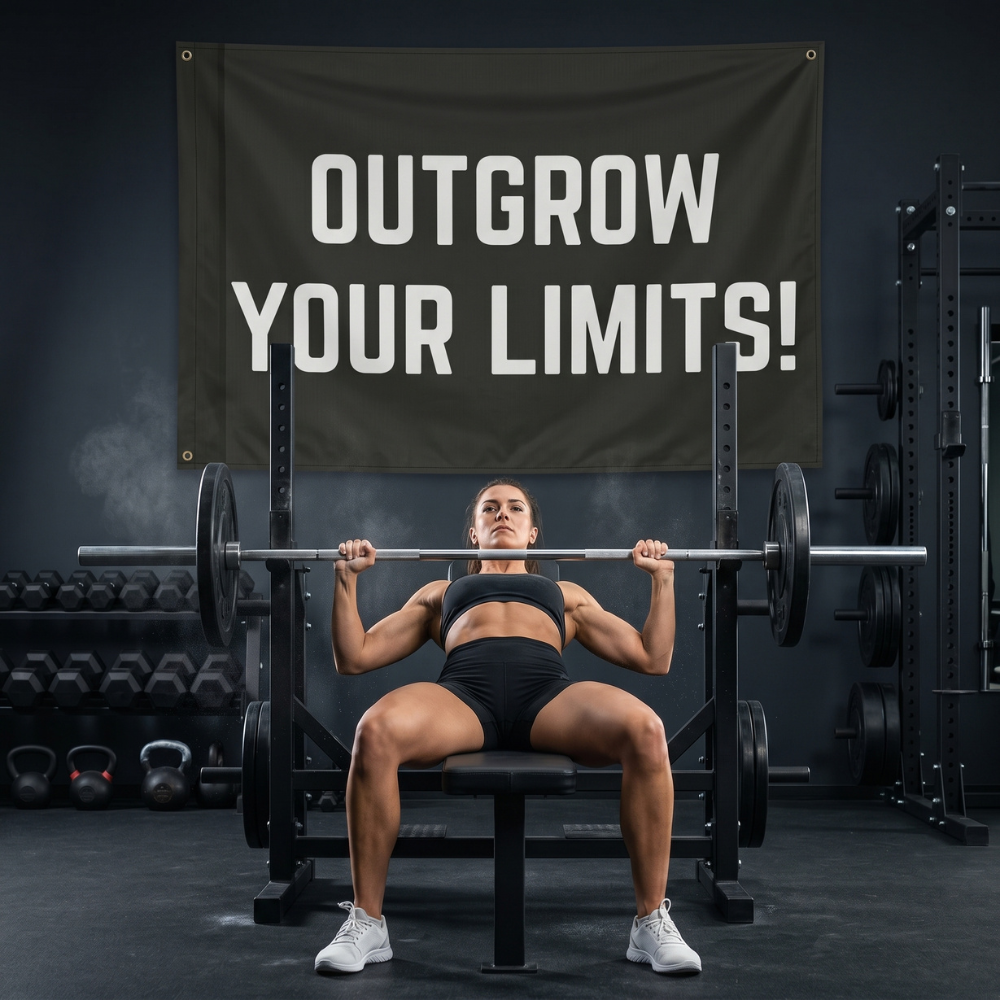 Outgrow Your Limits! | Motivational Gym Flag for Home & Garage Gyms