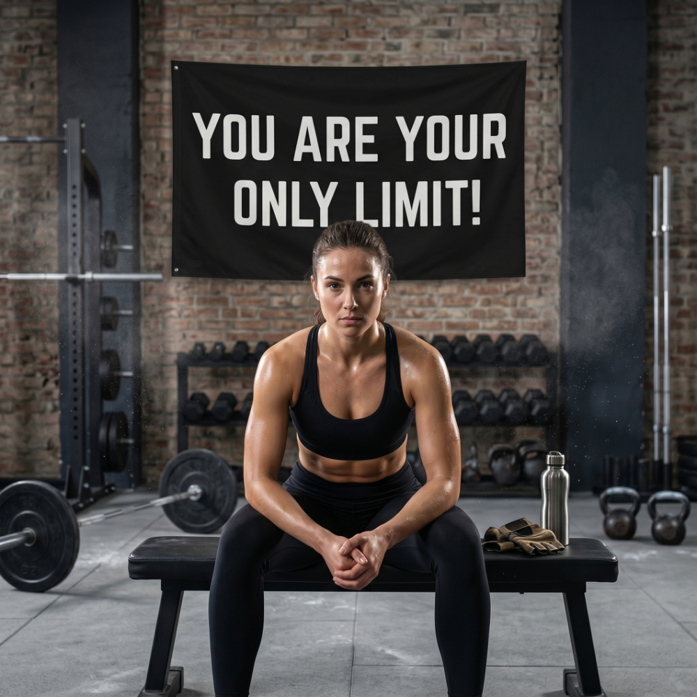 You Are Your Only Limit! | Motivational Gym Flag for Home & Garage Gyms