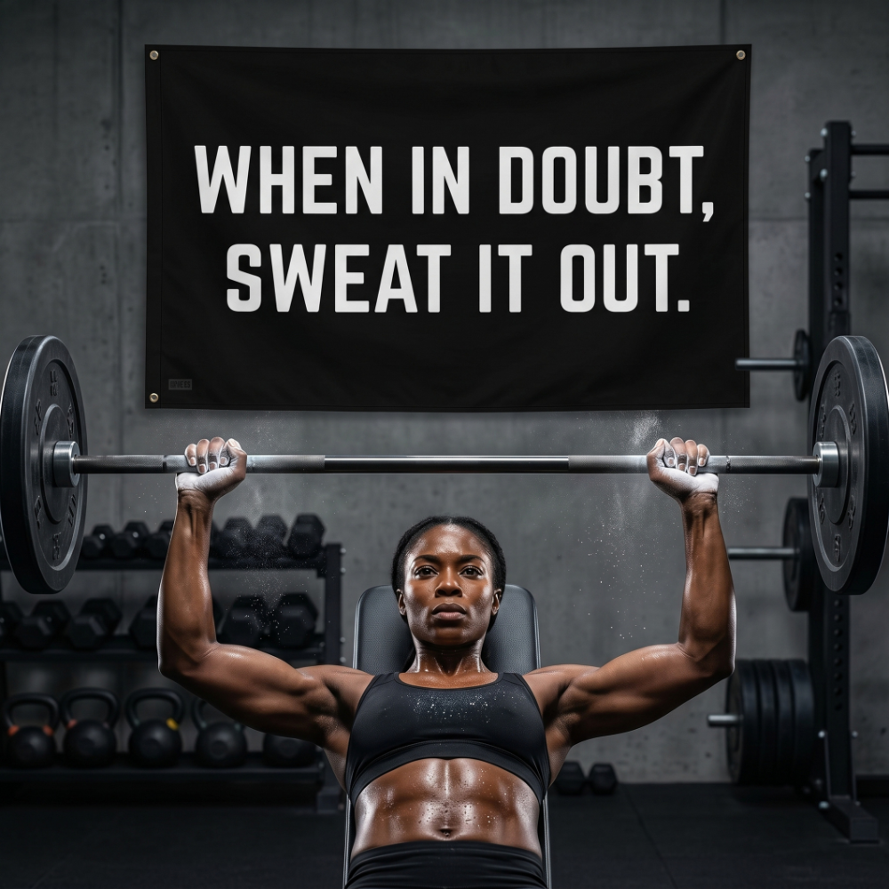 When In Doubt, Sweat It Out. | Motivational Gym Flag for Home & Garage Gyms