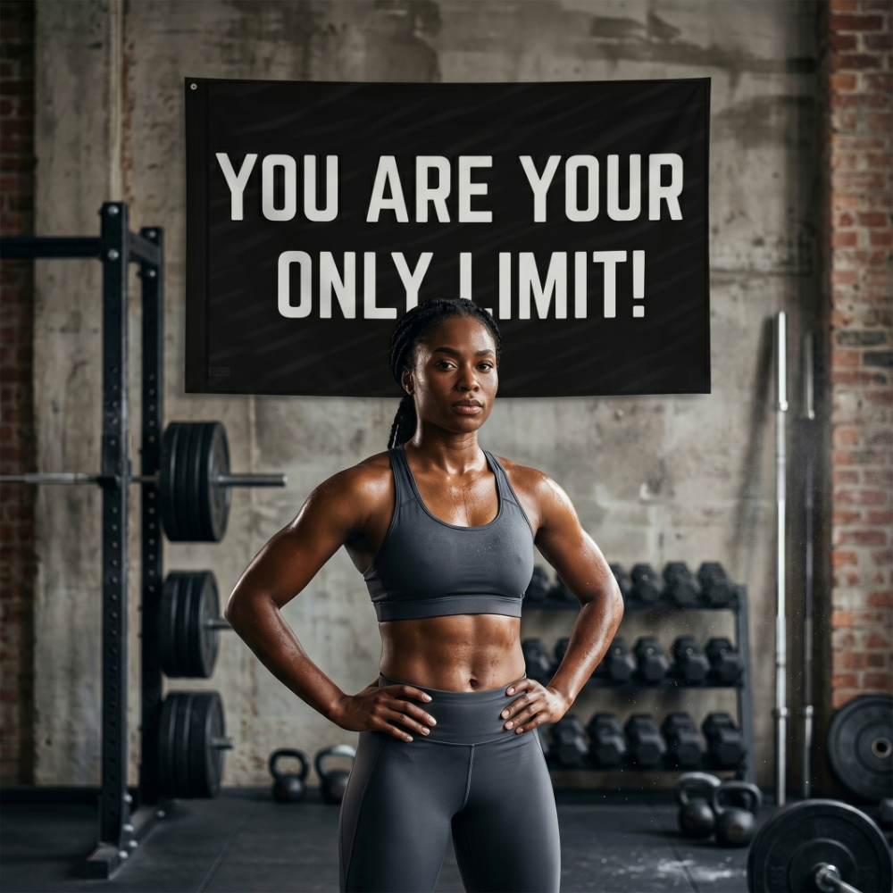 You Are Your Only Limit! | Motivational Gym Flag for Home & Garage Gyms