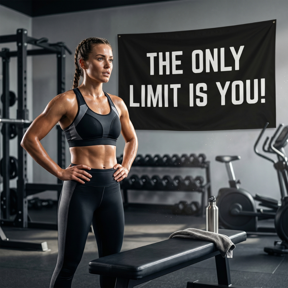The Only Limit Is You! | Motivational Gym Flag for Home & Garage Gyms