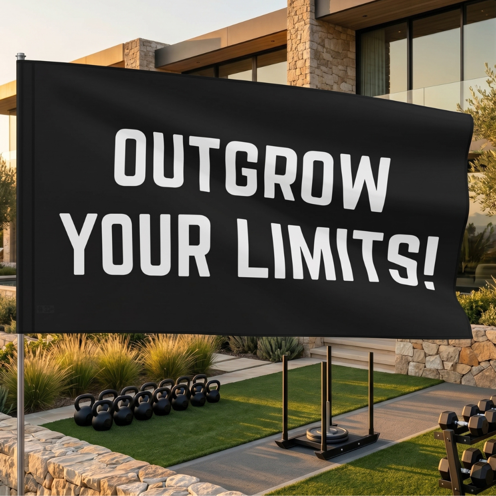 Outgrow Your Limits! | Motivational Gym Flag for Home & Garage Gyms