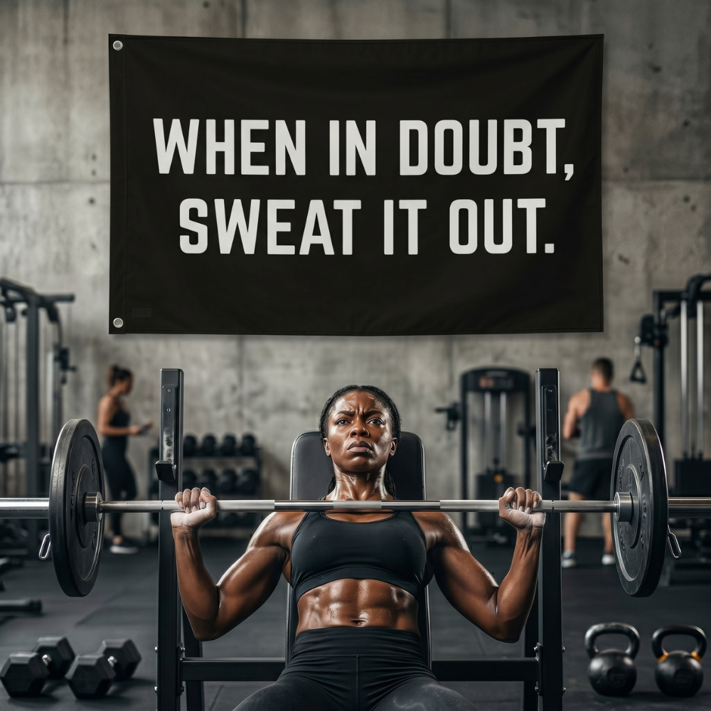 When In Doubt, Sweat It Out. | Motivational Gym Flag for Home & Garage Gyms