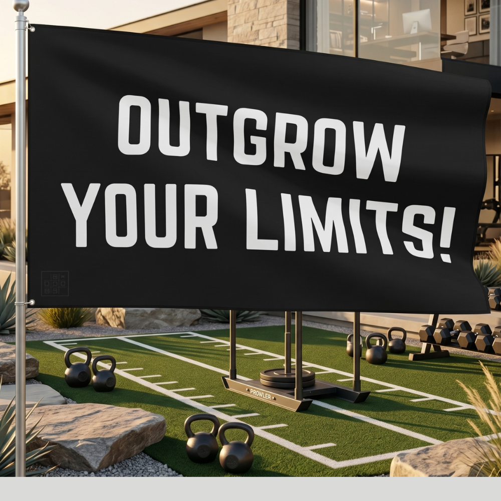 Outgrow Your Limits! | Motivational Gym Flag for Home & Garage Gyms