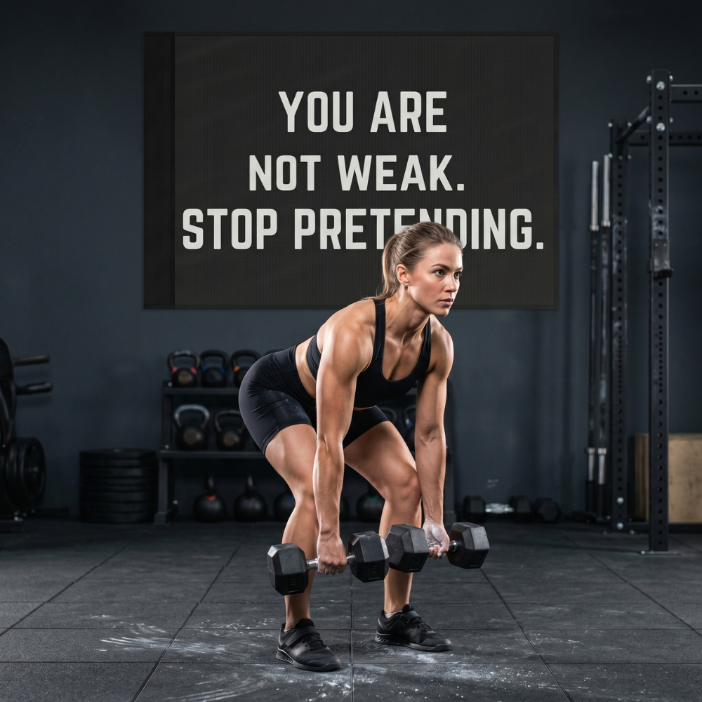 You Are Not Weak. Stop Pretending. | Motivational Gym Flag for Home & Garage Gyms